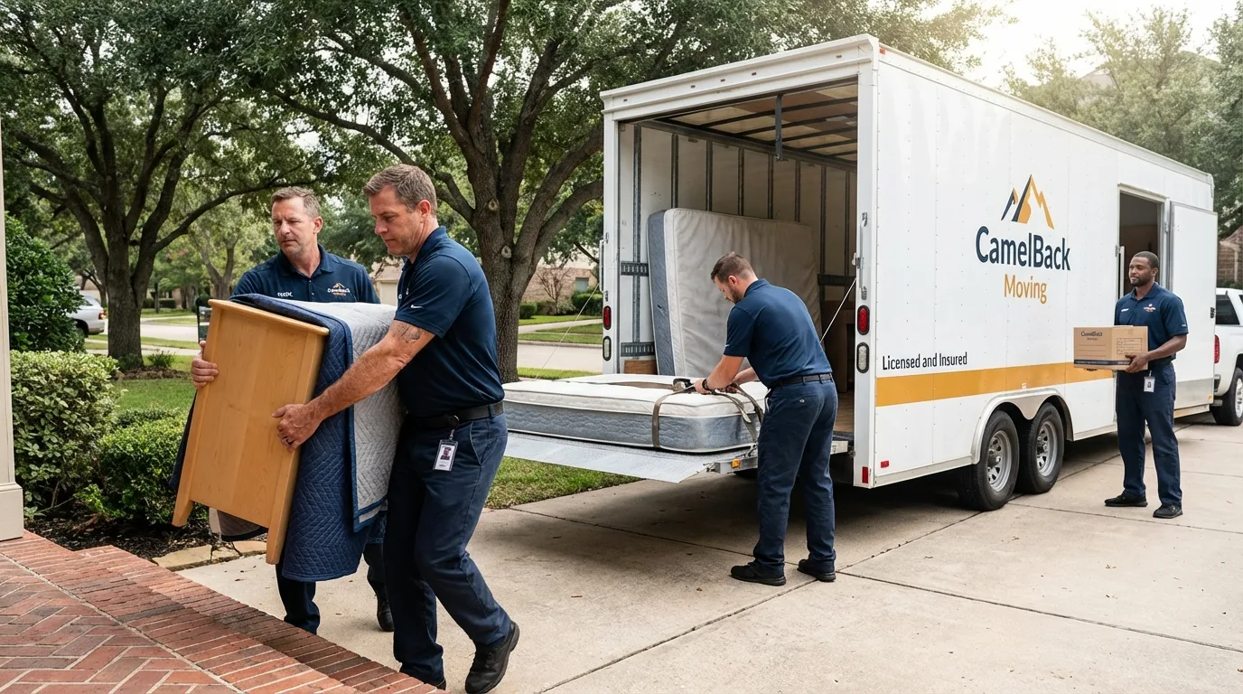 Crew loading residential truck for cross-state move from Walkersville, MD