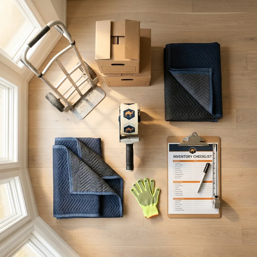 Professional moving supplies and packing materials layout for Walkersville residential relocations