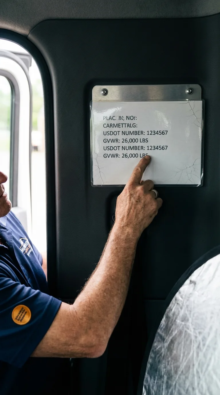 USDOT licensing placard verification in Walkersville